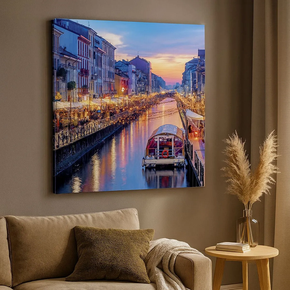 Schilderen op canvas - Een avond vol licht en plezier - 30x30 cm