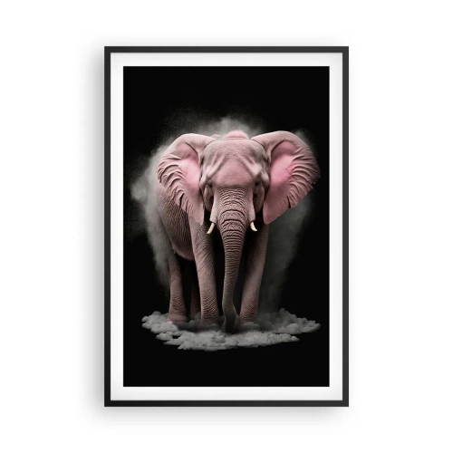 Poster in een zwarte lijst - Denk niet aan een roze olifant! - 61x91 cm