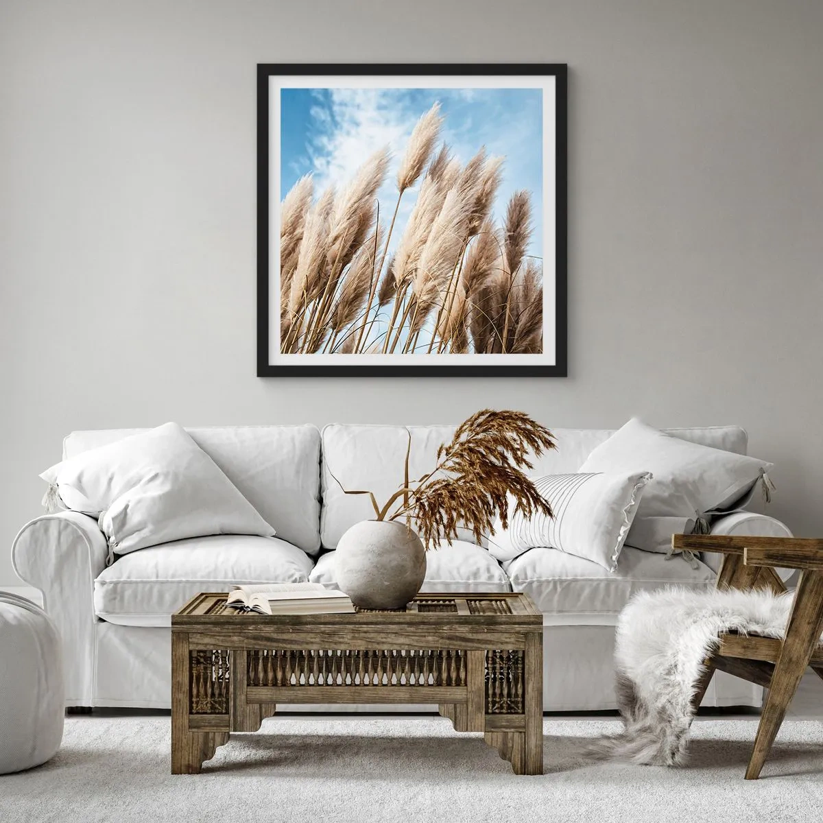 Poster in een zwarte lijst - Zonnige en winderige streling - 30x30 cm