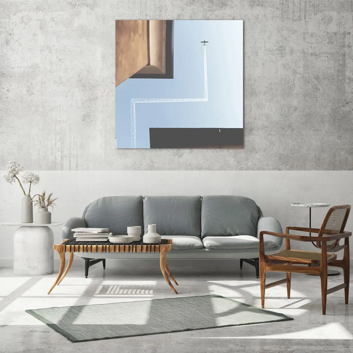 Schilderen op glas - Boven het doolhof van de stad - 70x70 cm