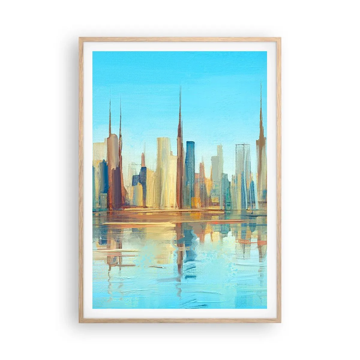 Een poster in een licht eiken lijst - Een zonnige metropool - 70x100 cm