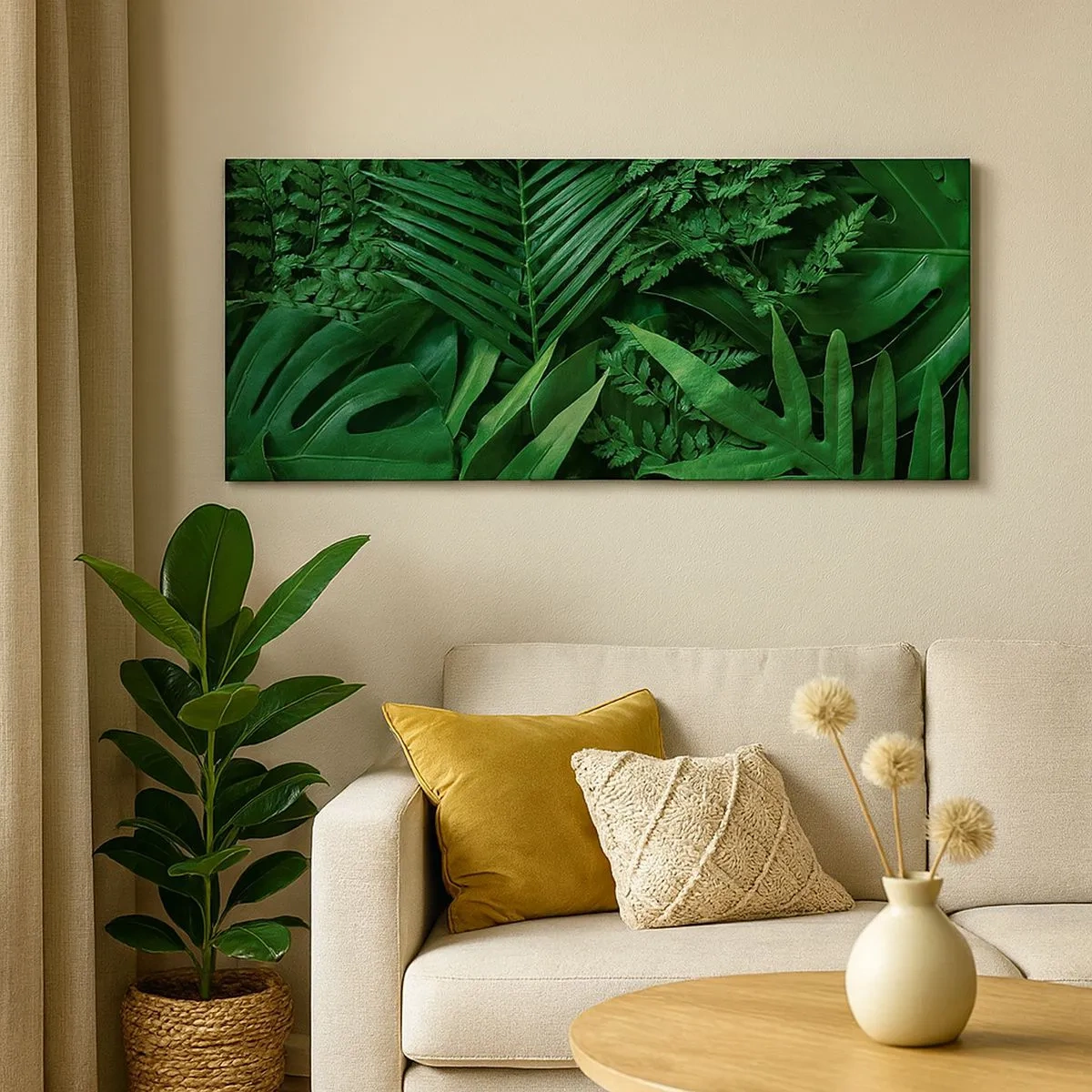 Schilderen op canvas - Ineengedoken in het groen - 100x40 cm