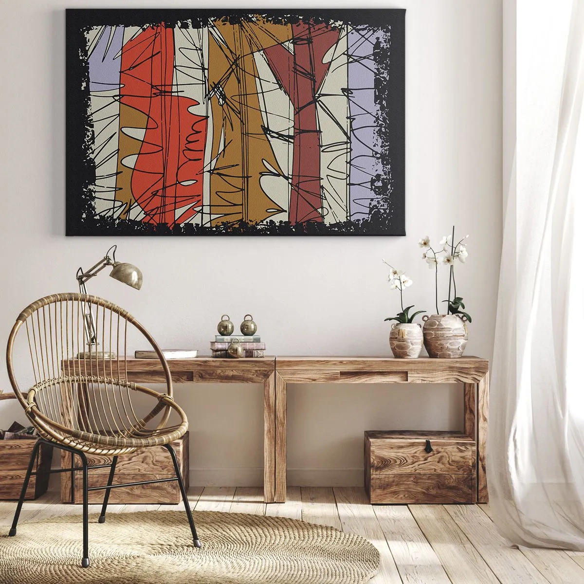 Schilderen op canvas - Abstracte compositie in intense kleuren - 70x50cm - Spontane compositie - Moderne wanddecoratie voor woonkamer en slaapkamer ARTTOR