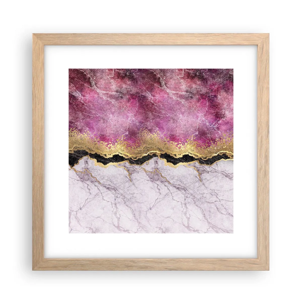 Een poster in een licht eiken lijst - Op de grens - 30x30 cm