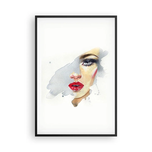 Poster in een zwarte lijst - Weerspiegeld in een druppel water - 61x91 cm