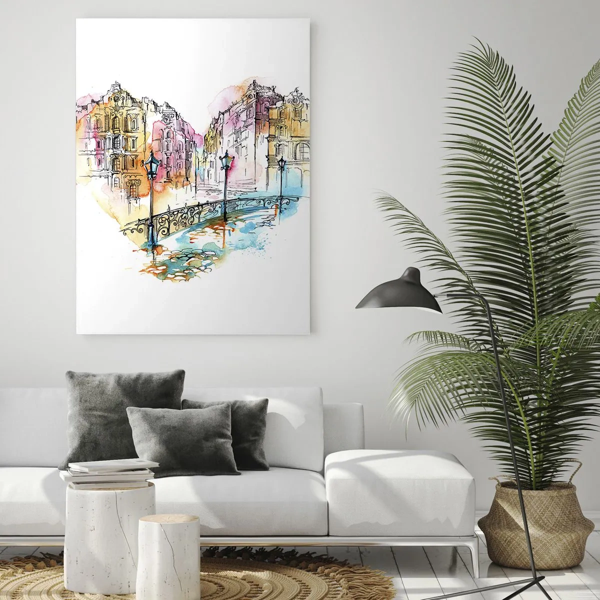 Schilderen op glas - Het hart van de stad - 50x70 cm