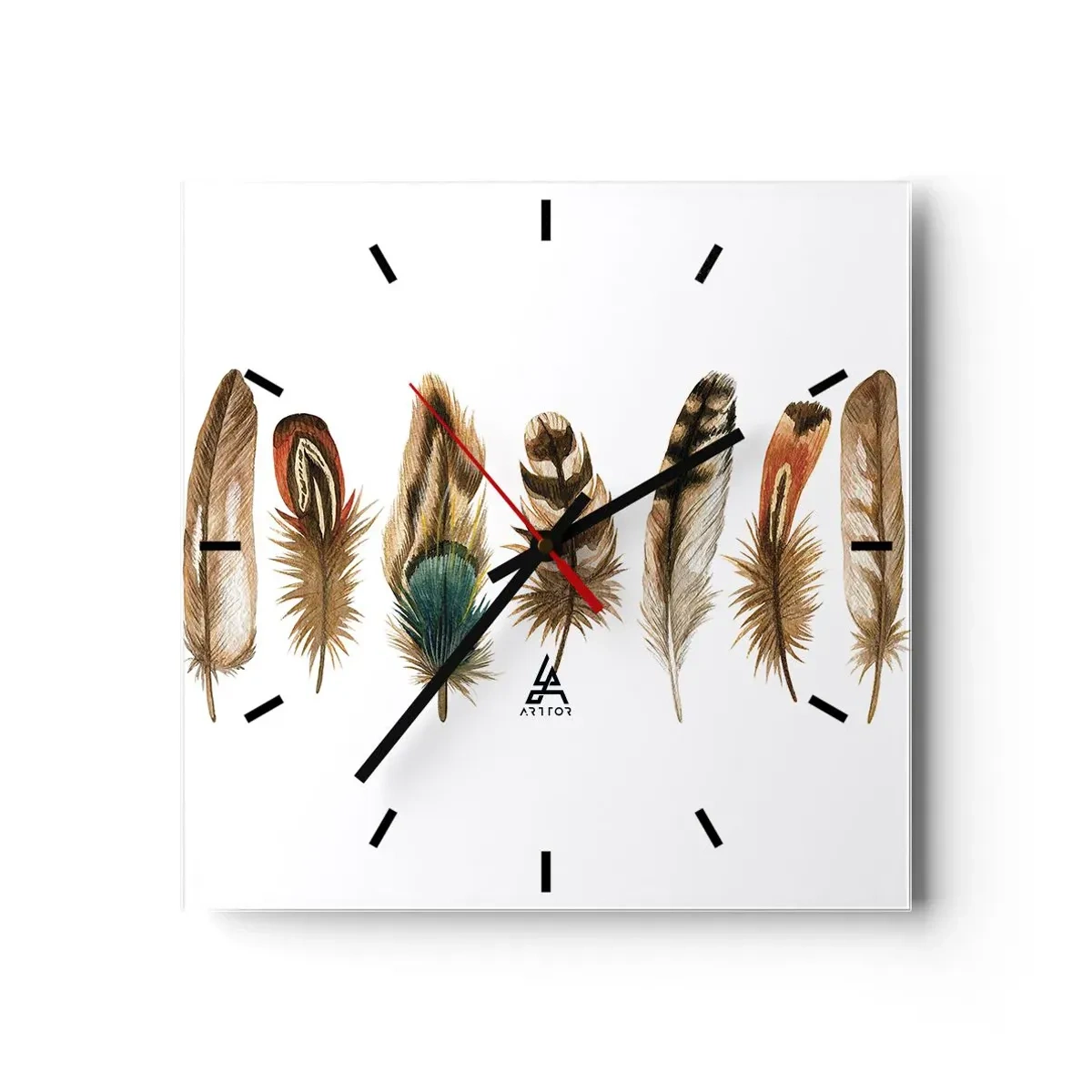 Wandklok - Klok - Een gevederde variatie - 30x30 cm