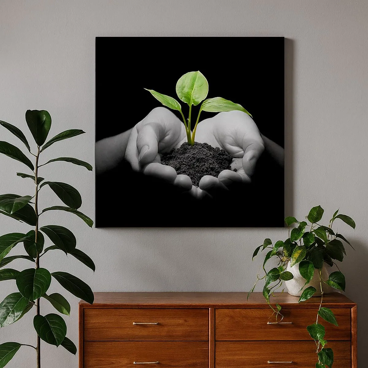 Schilderen op canvas - Ik hou van de natuur, ik bescherm haar - 30x30 cm