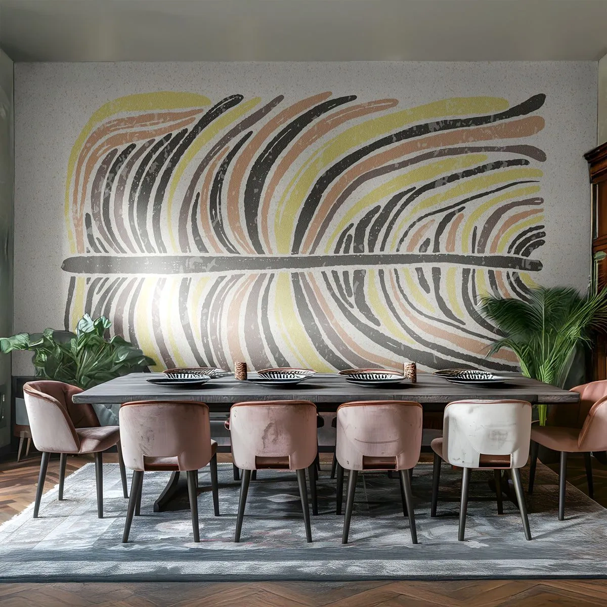 Fotobehang Premium Canvas - Abstractie vol leven - Boho, Minimalisme, Pastel - 250x175 cm
