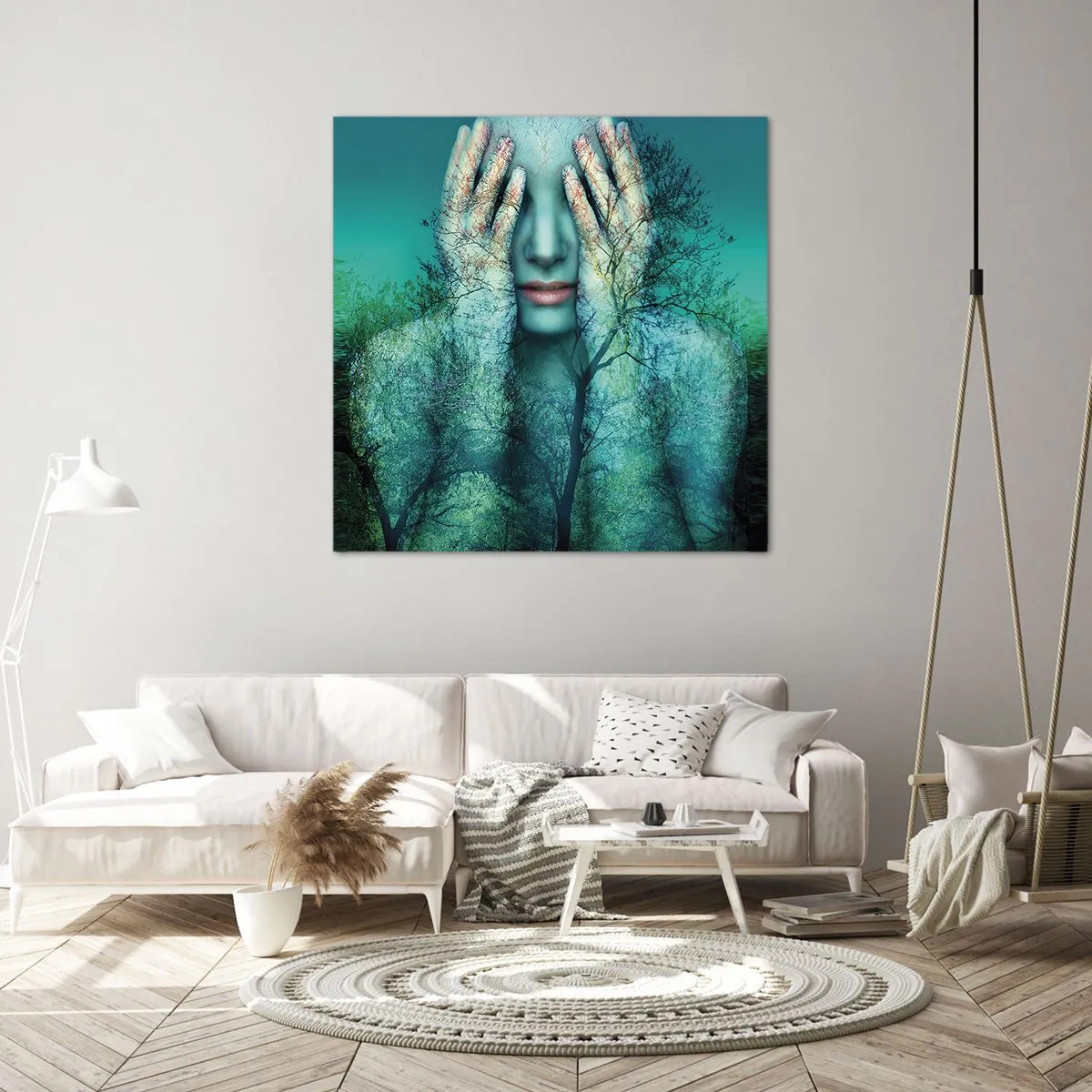 Schilderen op canvas - Ondergedompeld in blauw - 40x40 cm