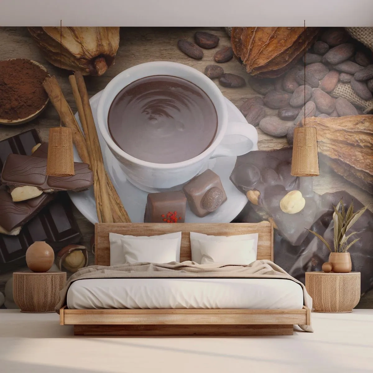 Fotobehang Premium Canvas - Uit een sprookjesachtige chocoladefabriek - Gastronomie, Chocolade, Koffie - 250x175 cm