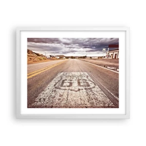 Poster in een witte lijst - Mother Road - een Amerikaanse legende - 50x40 cm