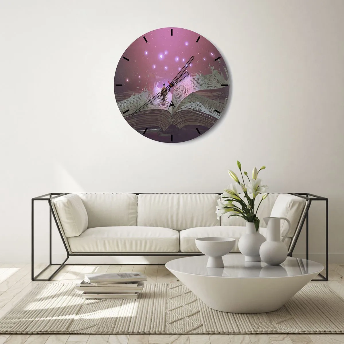 Wandklok - Klok - Uitnodiging voor een andere wereld - lees! - 40x40 cm