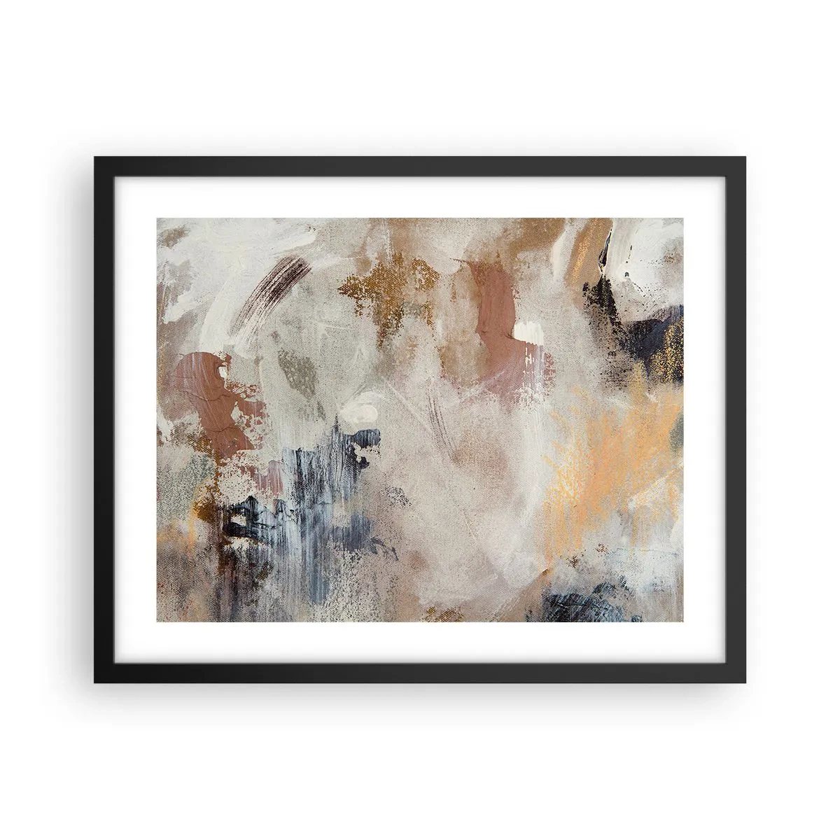 Poster in een zwarte lijst - Mistige abstractie - 50x40 cm