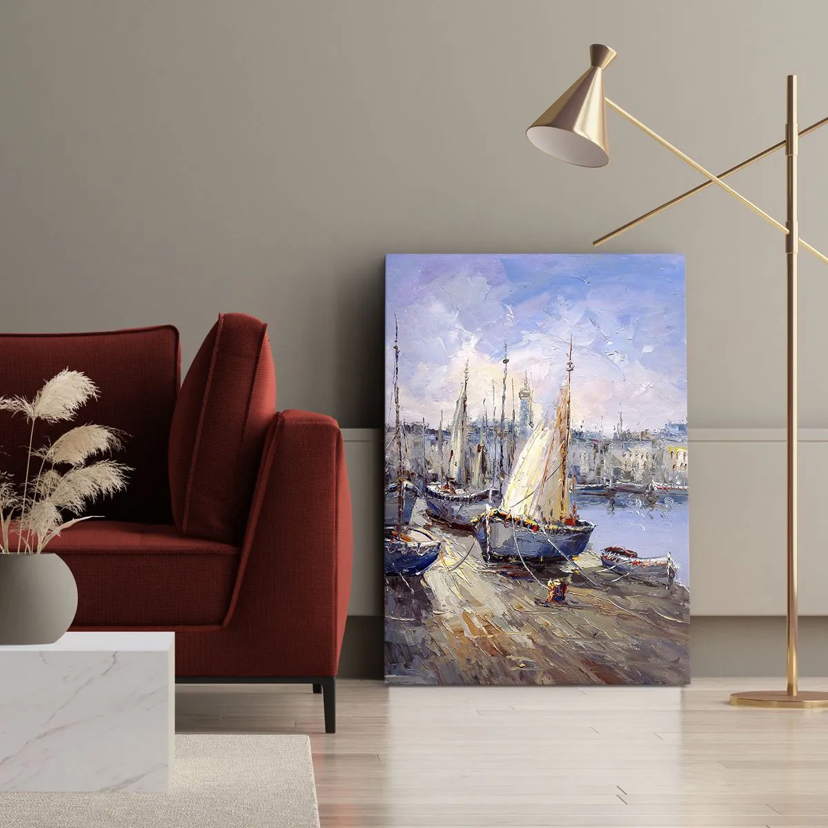 Schilderen op canvas - Een stad aan de baai - 55x100 cm