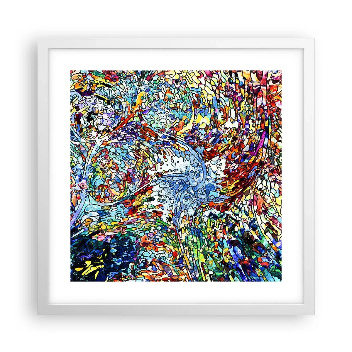 Poster in een witte lijst - Glas in lood druppel - 40x40 cm