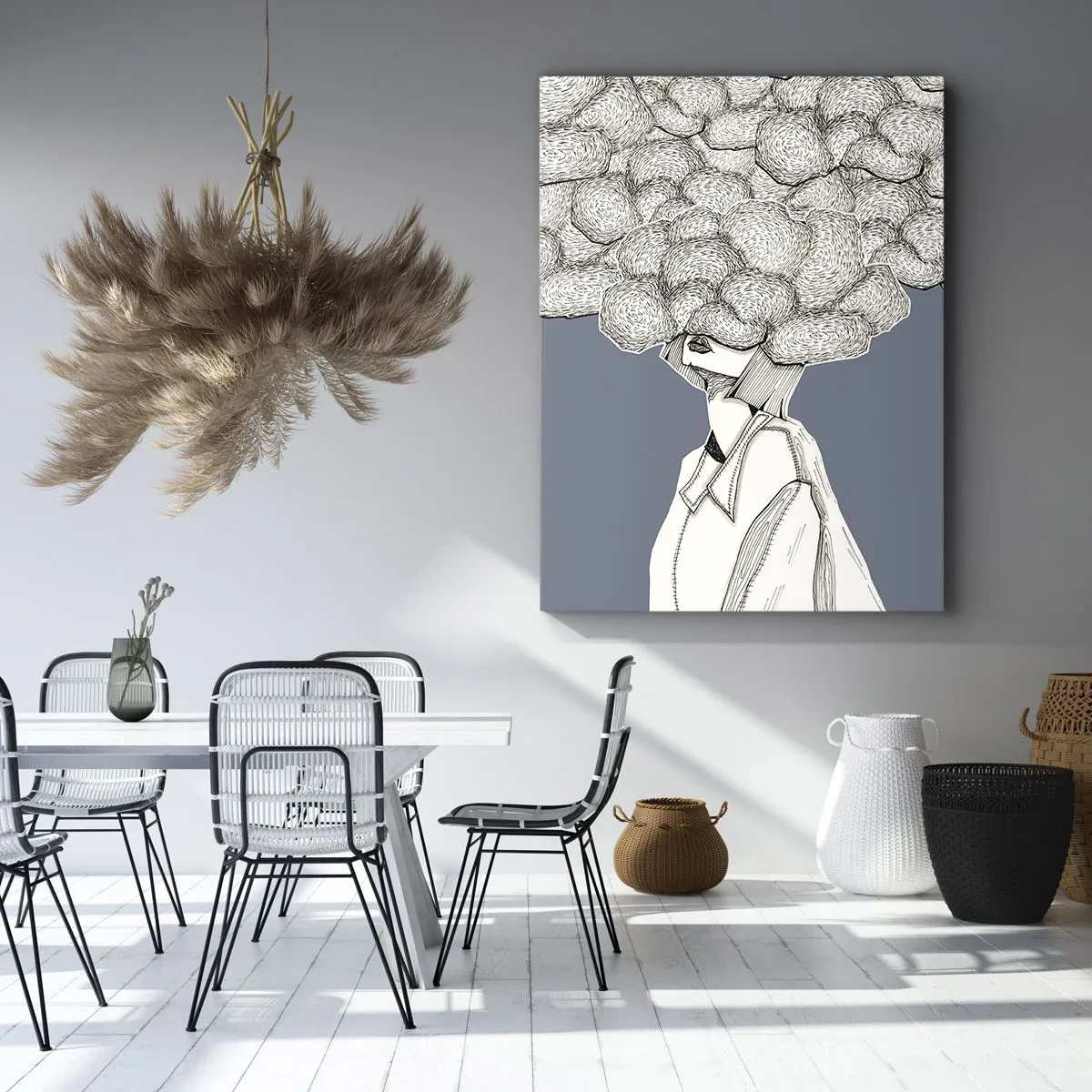 Schilderen op canvas - Met hoofd in de wolken - 80x120 cm