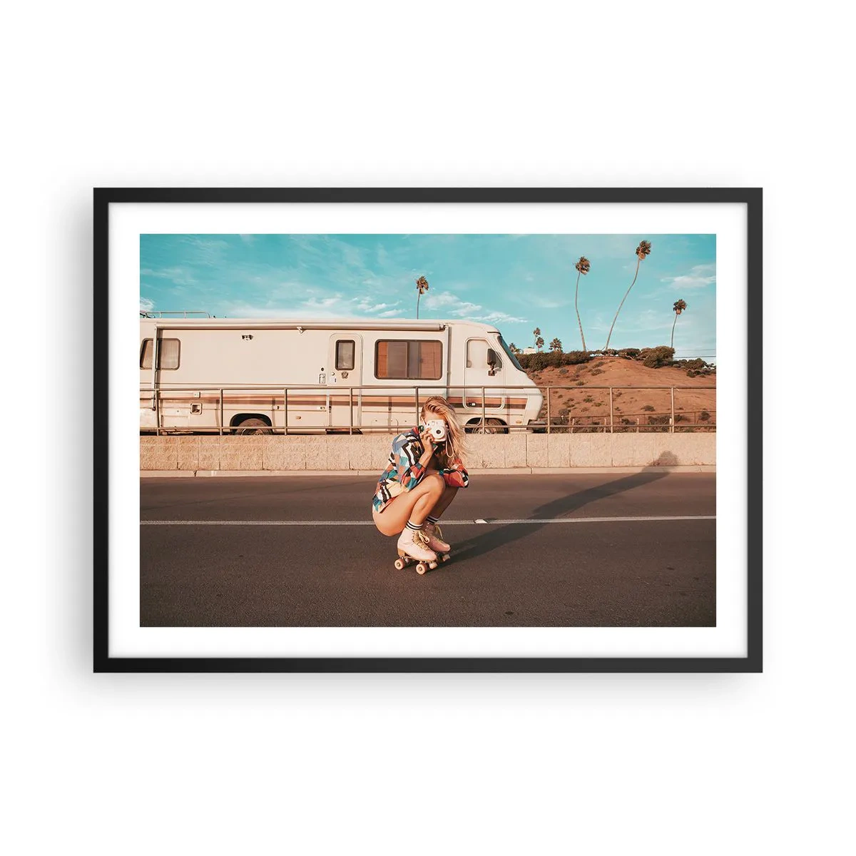 Poster in een zwarte lijst - Lach alsjeblieft! - 70x50 cm