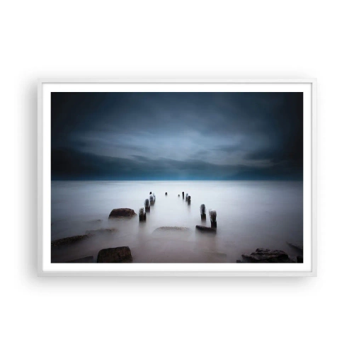 Poster in een witte lijst - Peinzend meer - 100x70 cm