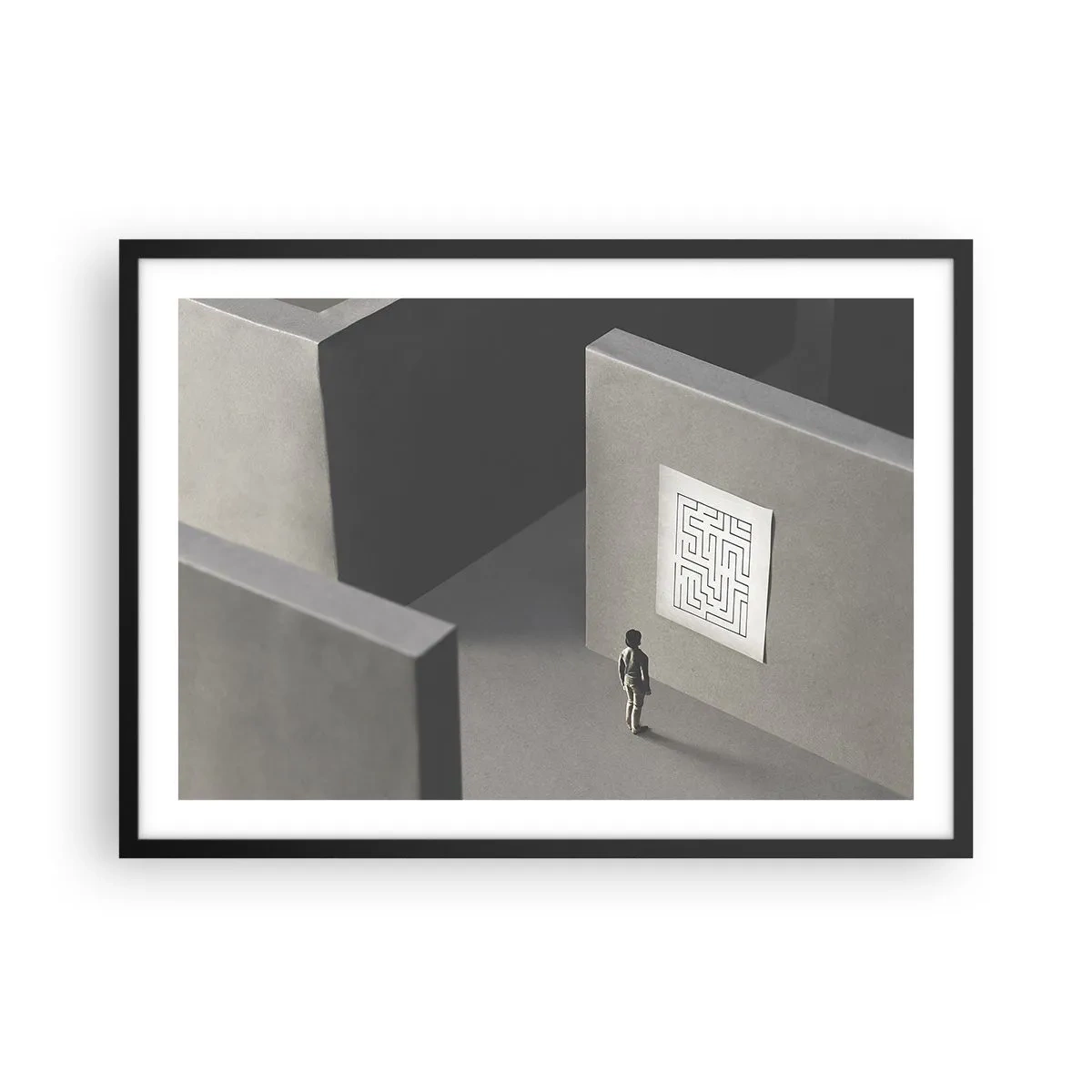 Poster in een zwarte lijst - Maar waar ben ik? - 70x50 cm
