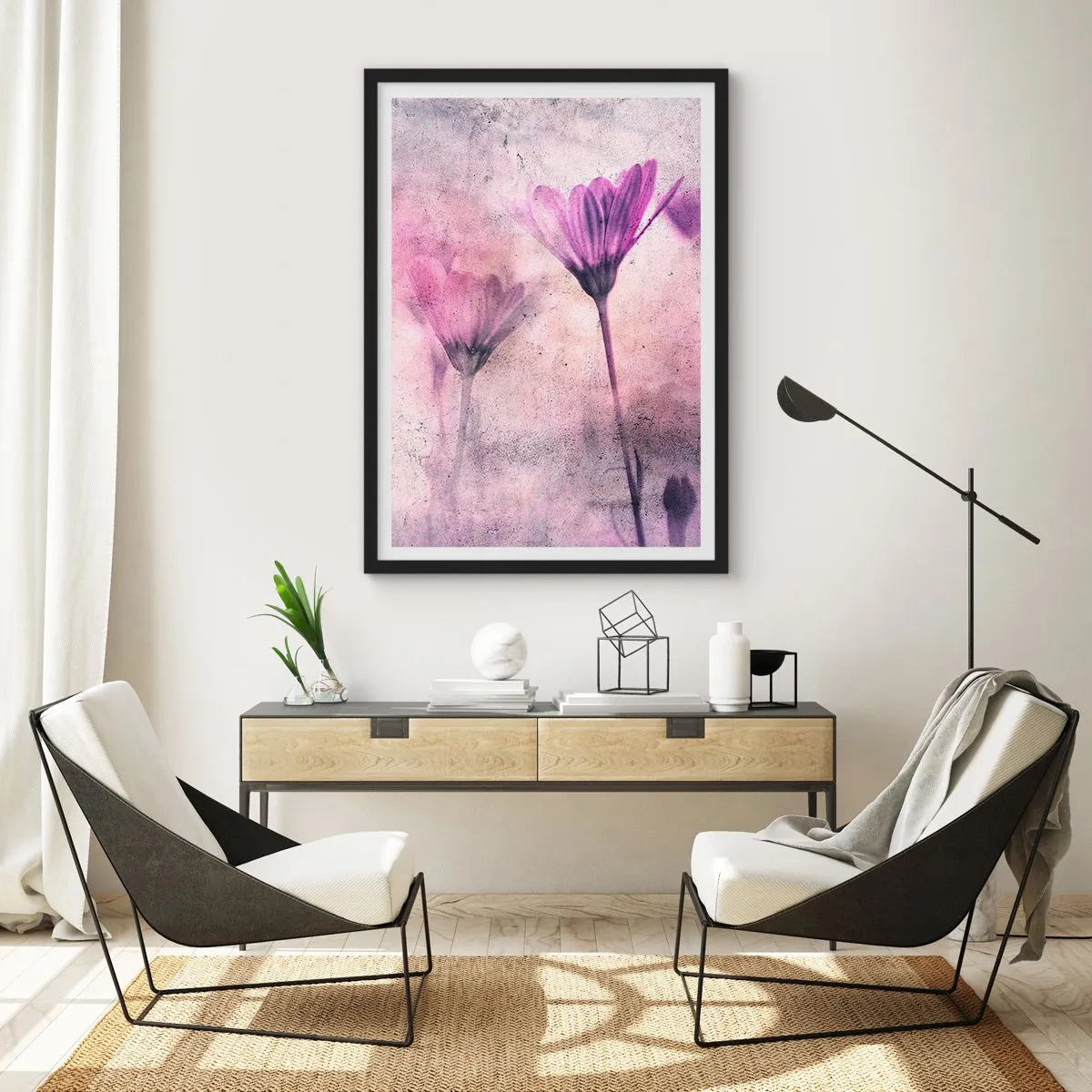 Poster in een zwarte lijst - Een droom van bloemen - 40x50 cm