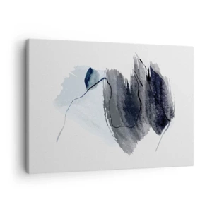 Schilderen op canvas - Abstracte compositie in tinten grijs en blauw - 70x50cm - Intensiteit en beweging - Moderne wanddecoratie voor woonkamer en slaapkamer ARTTOR