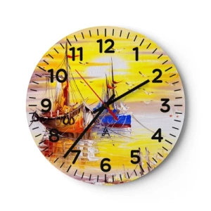 Wandklok - Klok - Een welverdiende rust in de haven - 40x40 cm