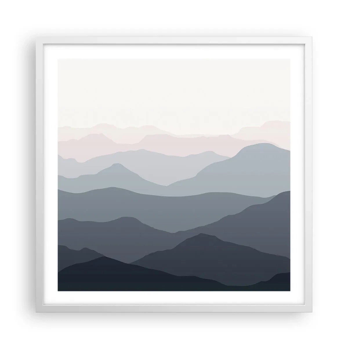 Poster in een witte lijst - Golven van de bergen - 60x60 cm