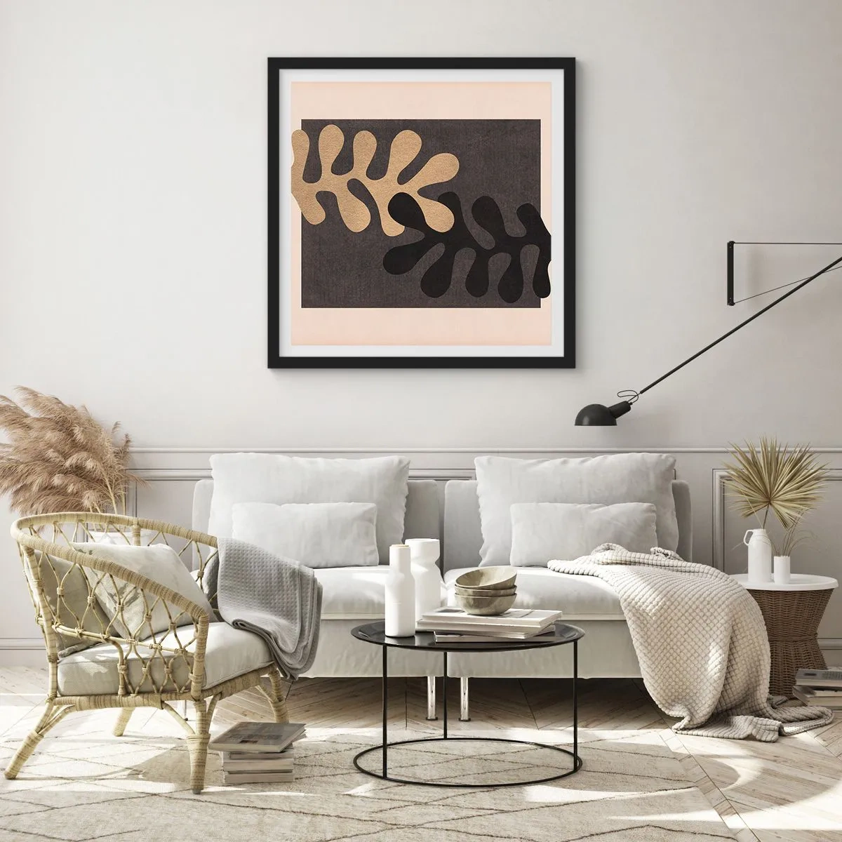 Poster in een zwarte lijst - Afwezigheid en complement - 50x50 cm