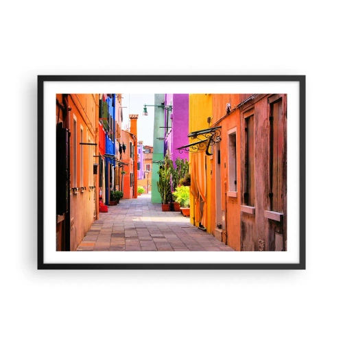 Poster in een zwarte lijst - Regenboogsteeg - 70x50 cm