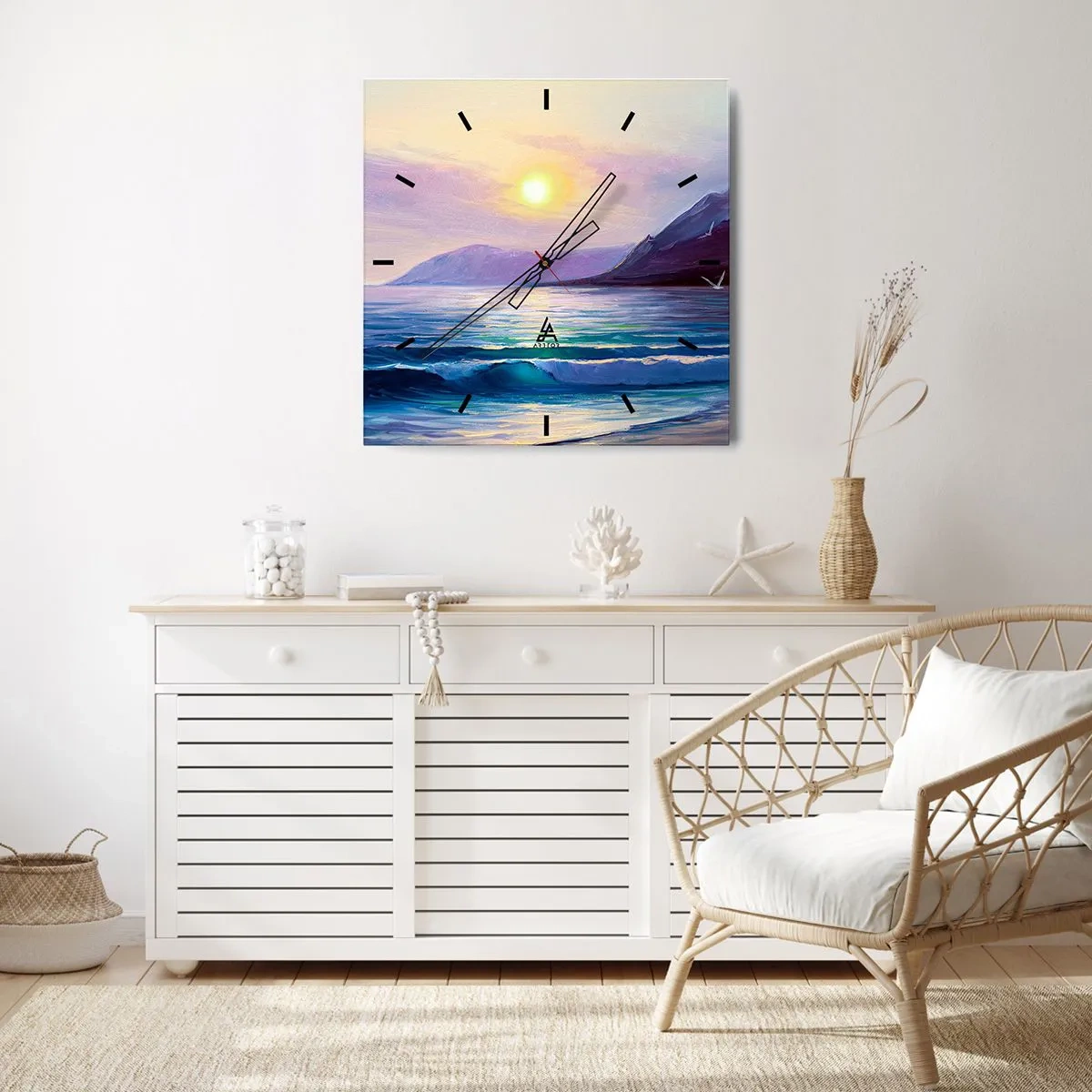 Wandklok - Klok - Water en luchtkristal - 30x30 cm