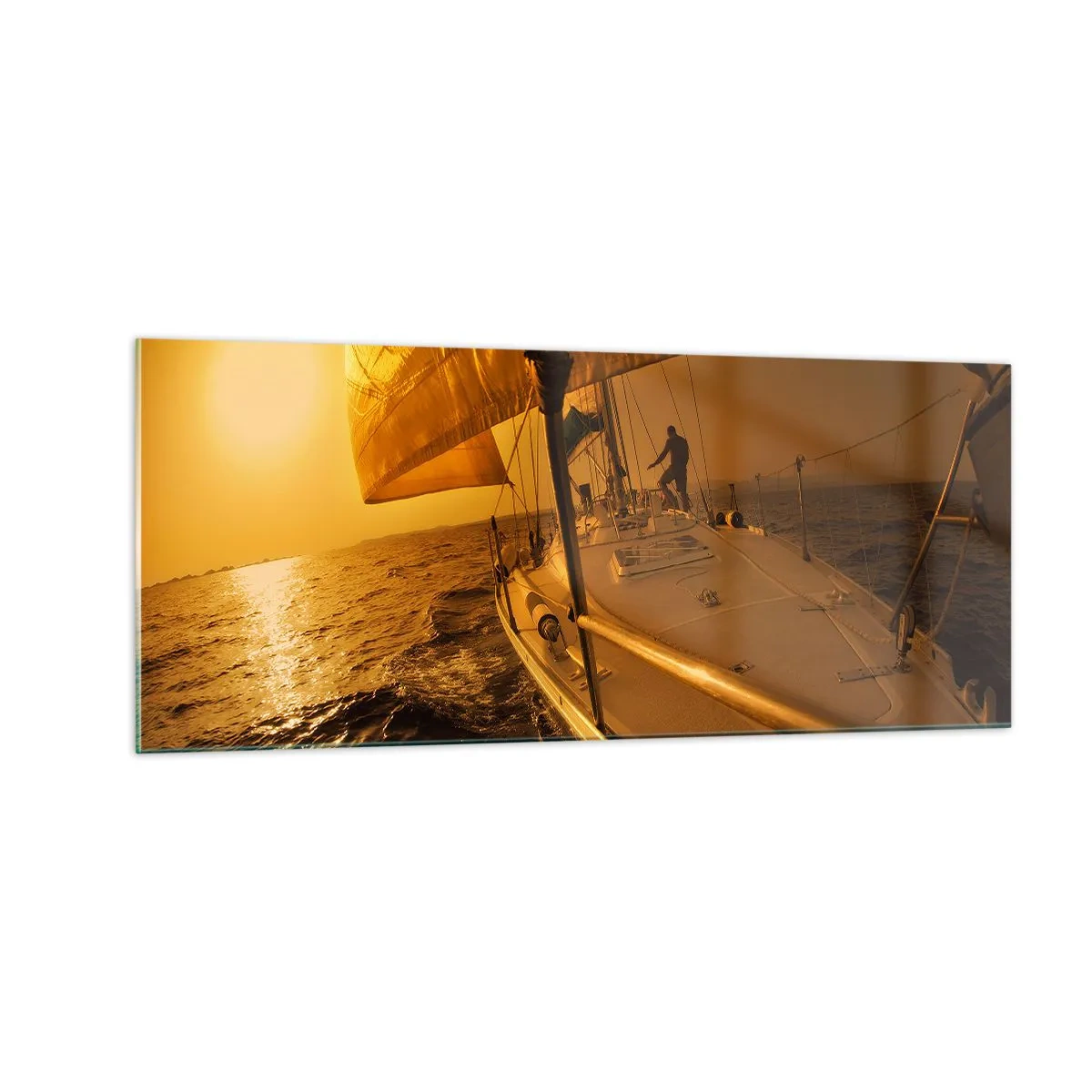 Schilderen op glas - Een gouden avond na een kleurrijke dag - 100x40 cm
