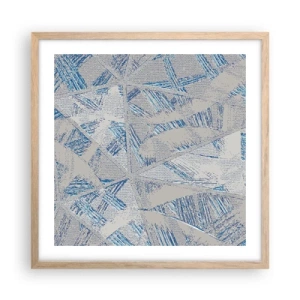 Een poster in een licht eiken lijst - In een blauwgrijs labyrint - 50x50 cm