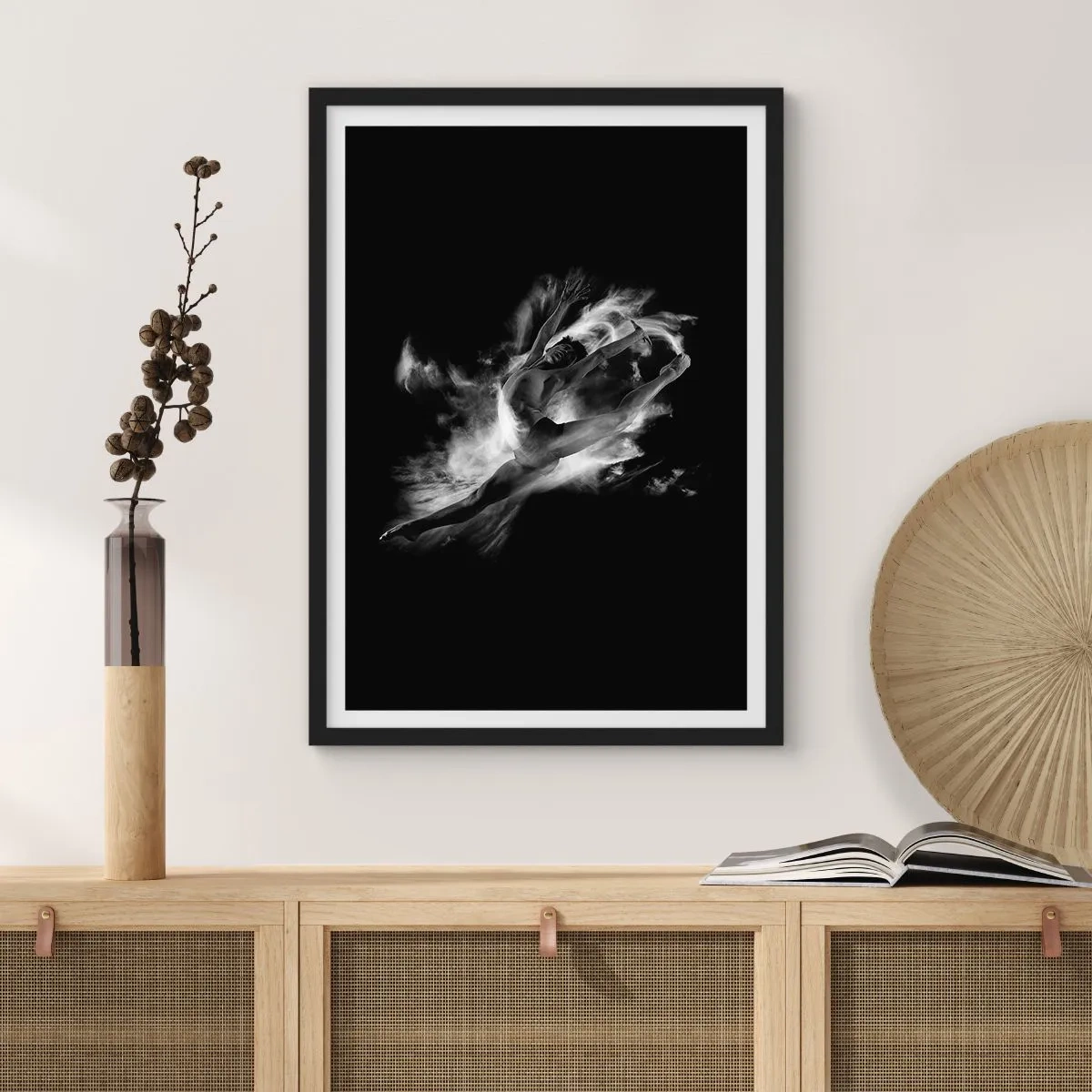 Poster in een zwarte lijst - Vast tijdens de vlucht - 40x50 cm