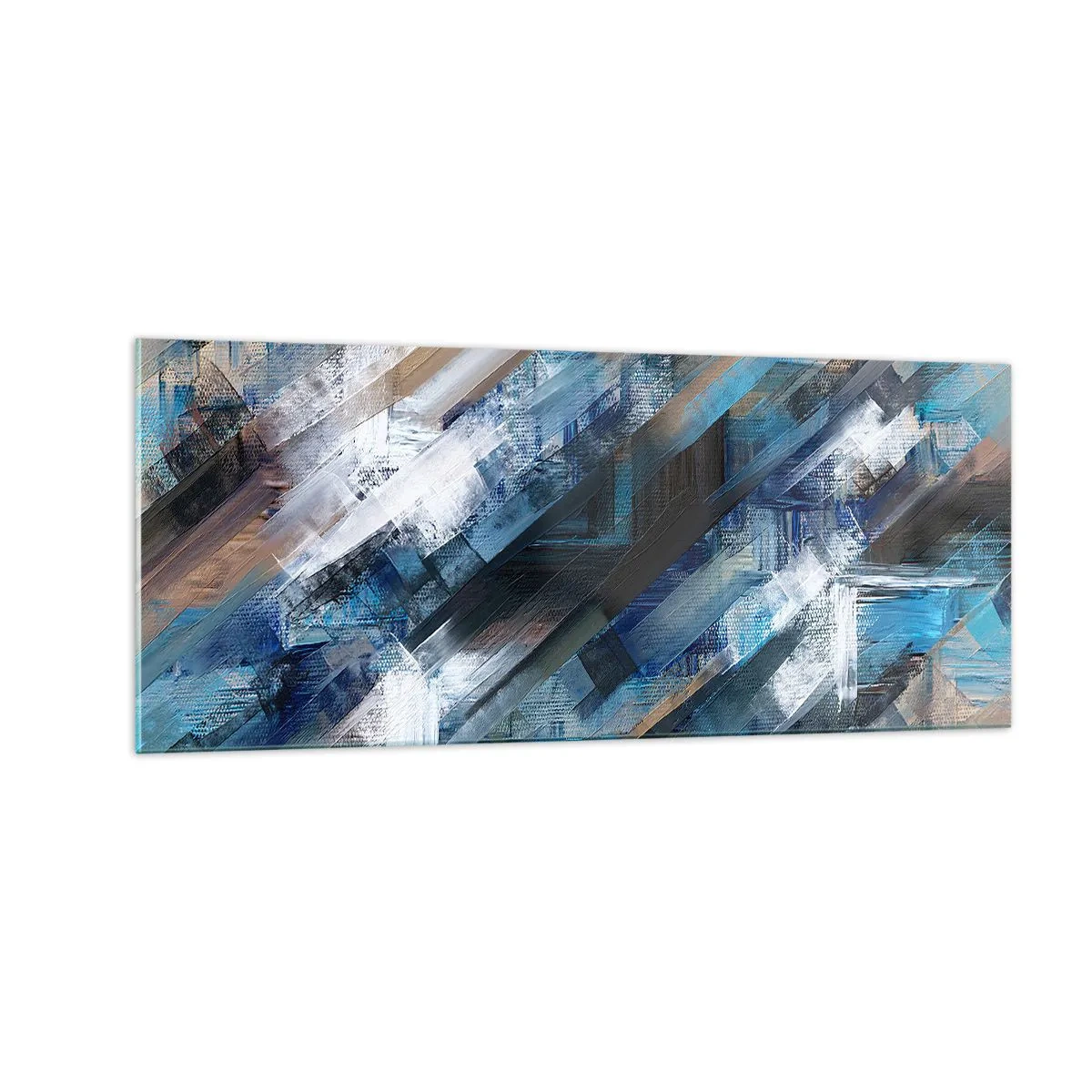 Schilderen op glas - Op een blauwe diagonaal - 100x40 cm