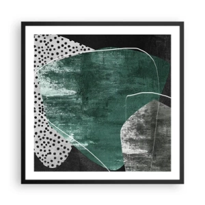 Poster in een zwarte lijst - Kleurrijke abstractie met bladgoud - 60x60 cm