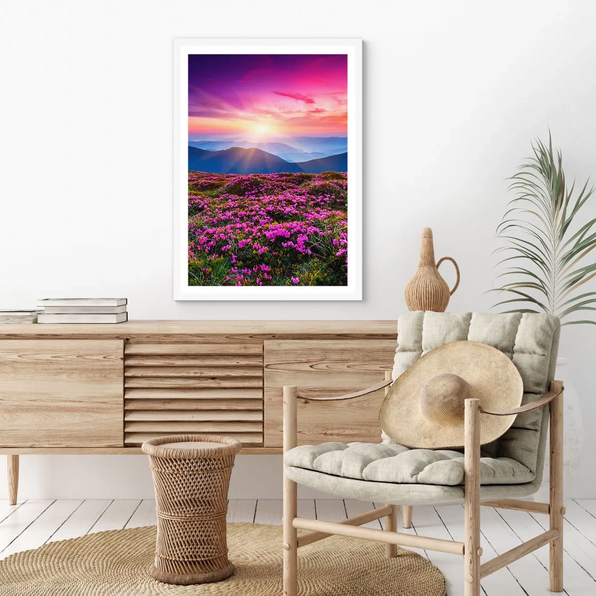 Poster in een witte lijst - Kruiden roken naar verse trossen van de velden - 30x40 cm