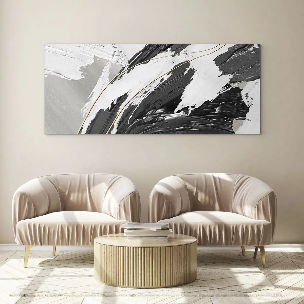 Schilderen op glas - Abstractie op grote schaal - 100x40 cm