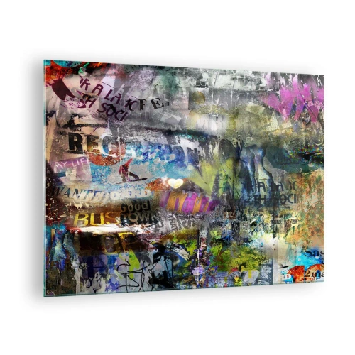 Schilderen op glas - Kleurrijke abstracte graffiticollage - 70x50cm - Collage van herinneringen - Moderne wanddecoratie voor woonkamer en slaapkamer ARTTOR