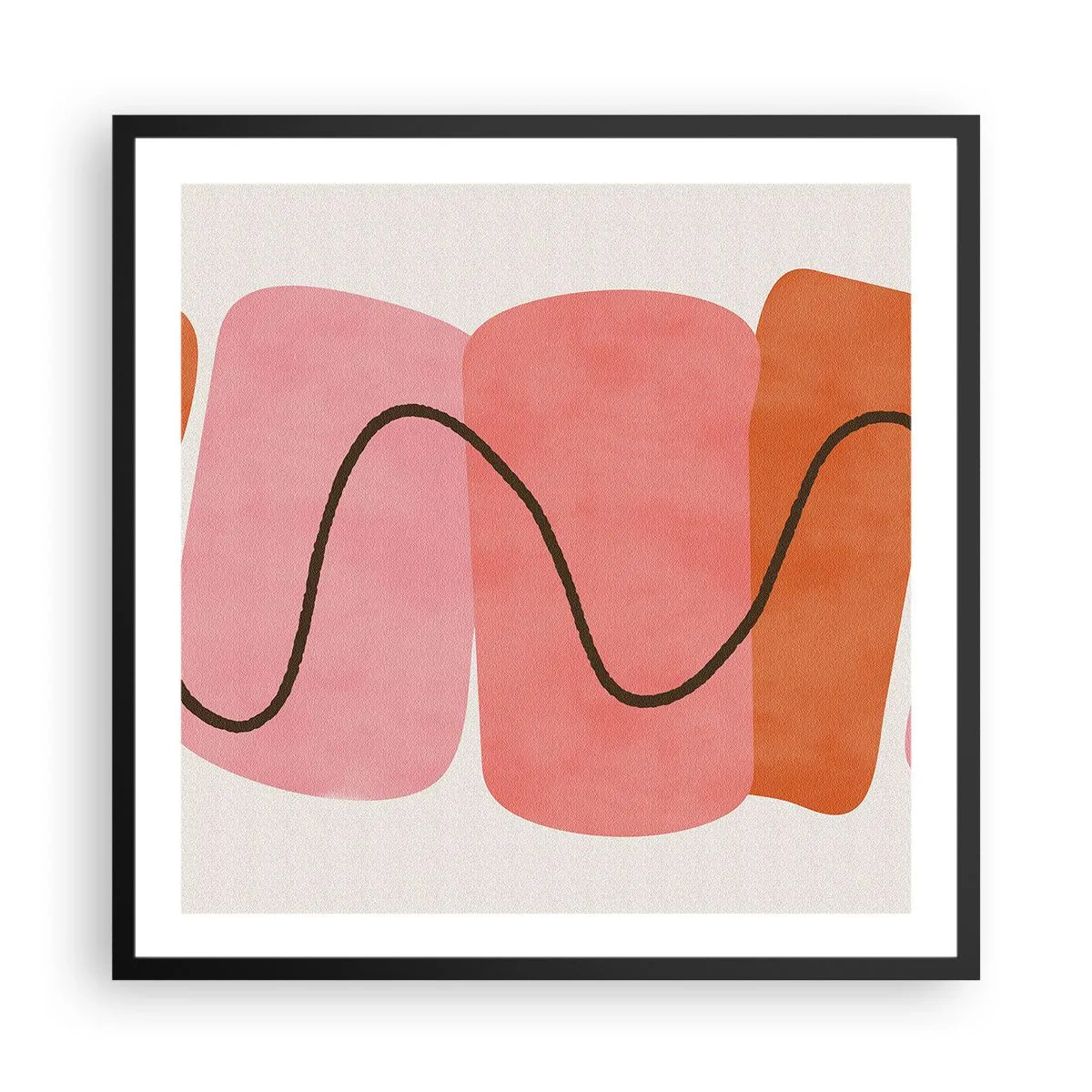 Poster in een zwarte lijst - zachte beweging van vormen - 60x60 cm