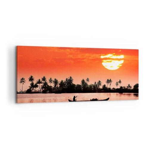 Schilderen op canvas - De rust van de tropen bij zonsondergang - 120x50 cm