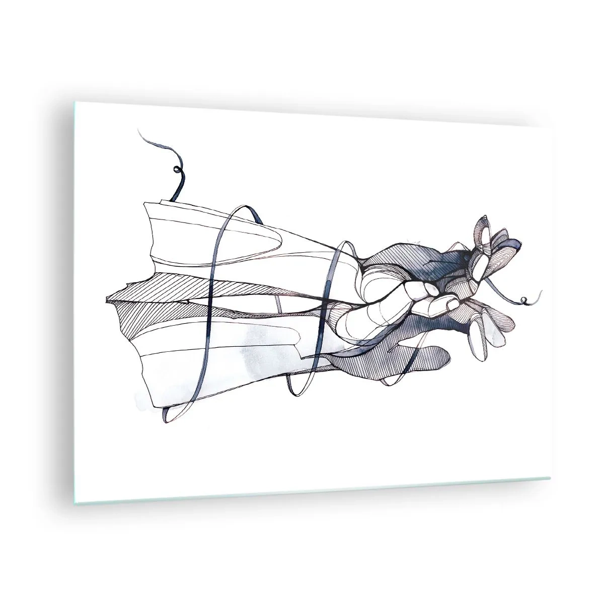 Schilderen op glas - Artistieke illustratie van een hand die een bloem vasthoudt - 70x50cm - Touch-studie - Moderne wanddecoratie voor woonkamer en slaapkamer ARTTOR