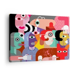 Schilderen op canvas - Kleurrijke abstractie met geometrische gezichten - 70x50cm - Wij zijn van de heer Picasso - Moderne wanddecoratie voor woonkamer en slaapkamer ARTTOR