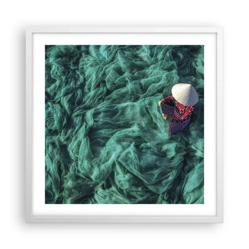 Poster in een witte lijst - In een zee van netten - 50x50 cm