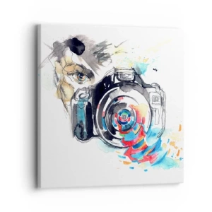 Schilderen op canvas - In het oog van de lens - 30x30 cm