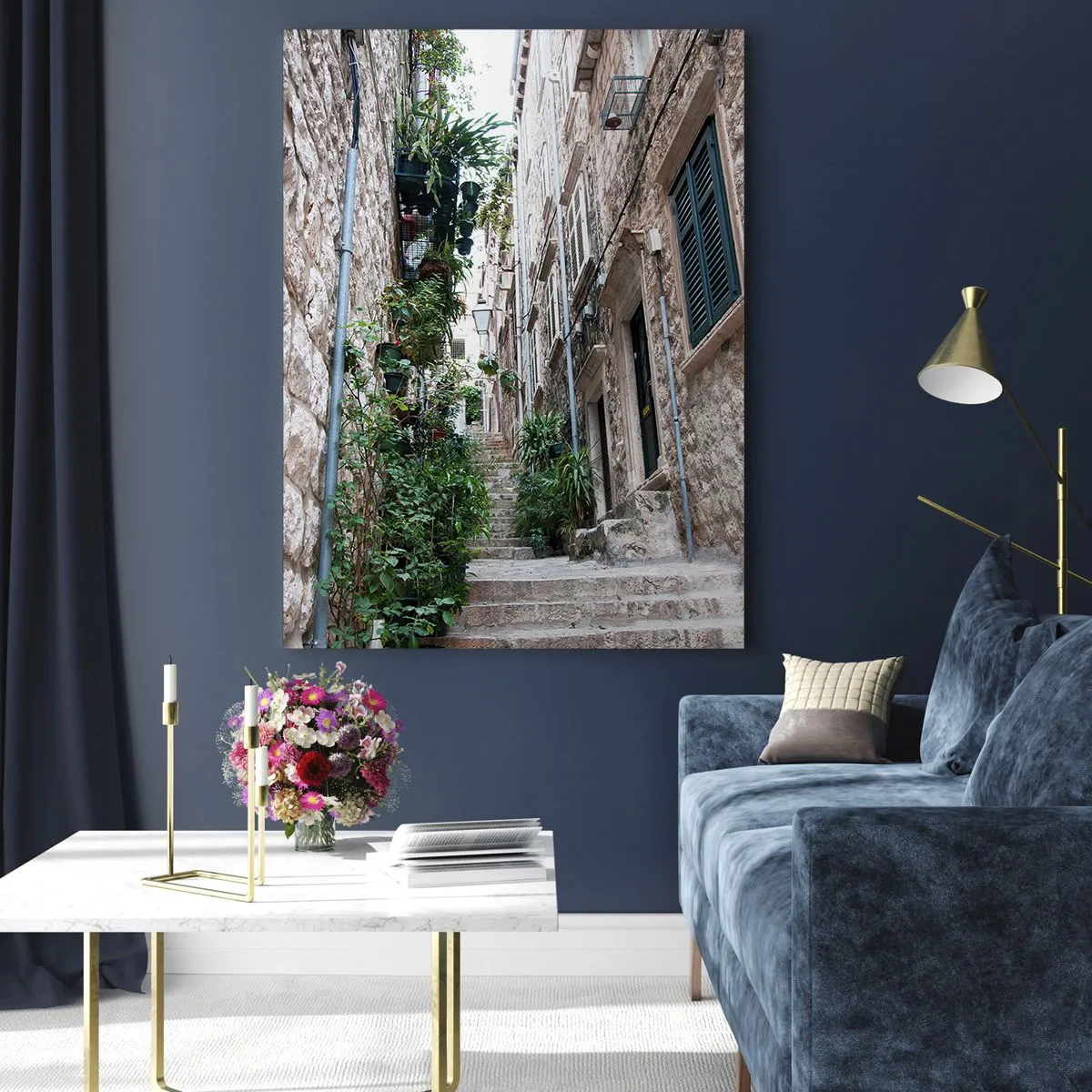 Schilderen op glas - Charme van de oude stad - 70x100 cm
