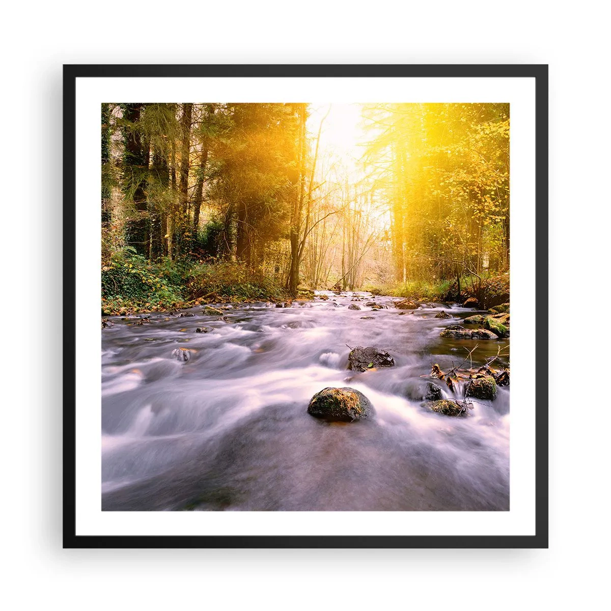 Poster in een zwarte lijst - Malachiet in een zilveren en gouden lijst - 60x60 cm