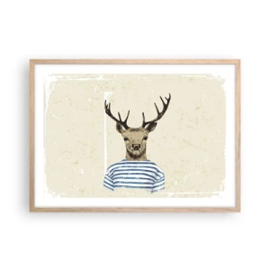 Een poster in een licht eiken lijst - Omdat ik van gestreepte t-shirts hou! - 70x50 cm