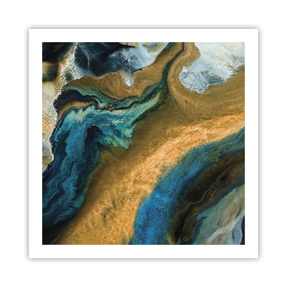 Poster - Blauw - geel - wederzijdse invloeden - 60x60 cm
