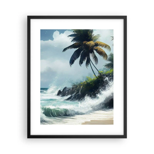 Poster in een zwarte lijst - Op een tropische kust - 40x50 cm